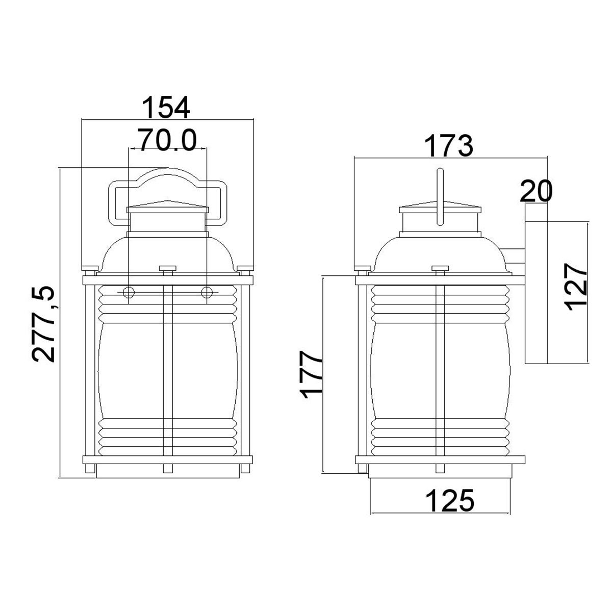 Ashland Bay Light Small Wall Lantern in Weathered Zinc