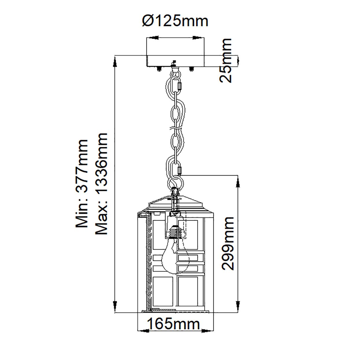 Beacon Square Light Chain Lantern in Olde Bronze
