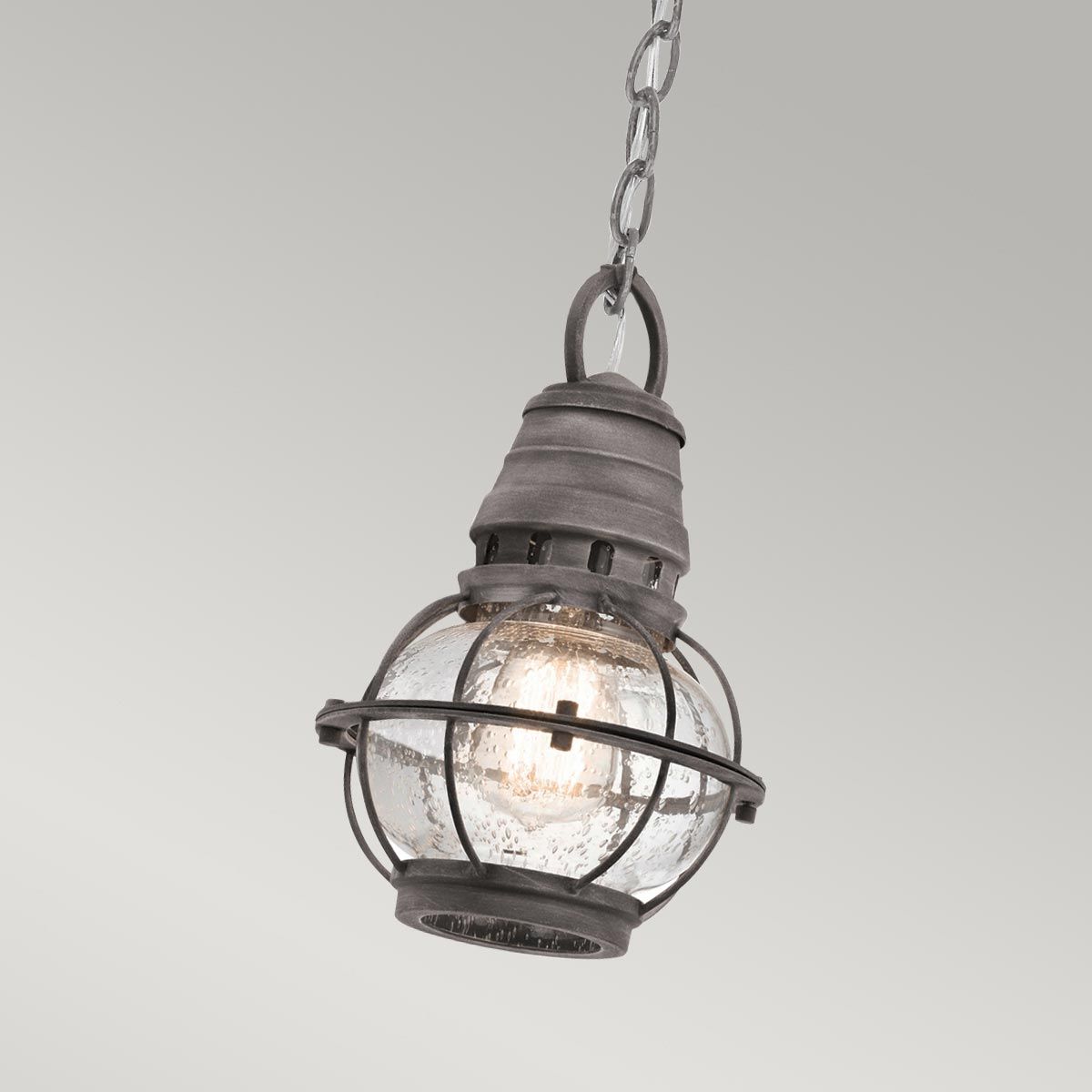 Bridge Point Light Small Chain Lantern in Weathered Zinc