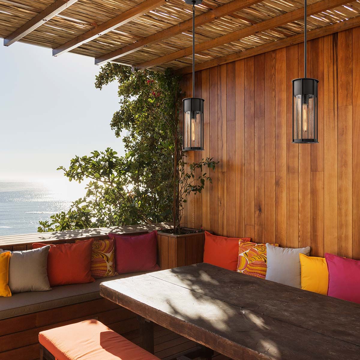 Camillo Outdoor Pendant in Textured Black