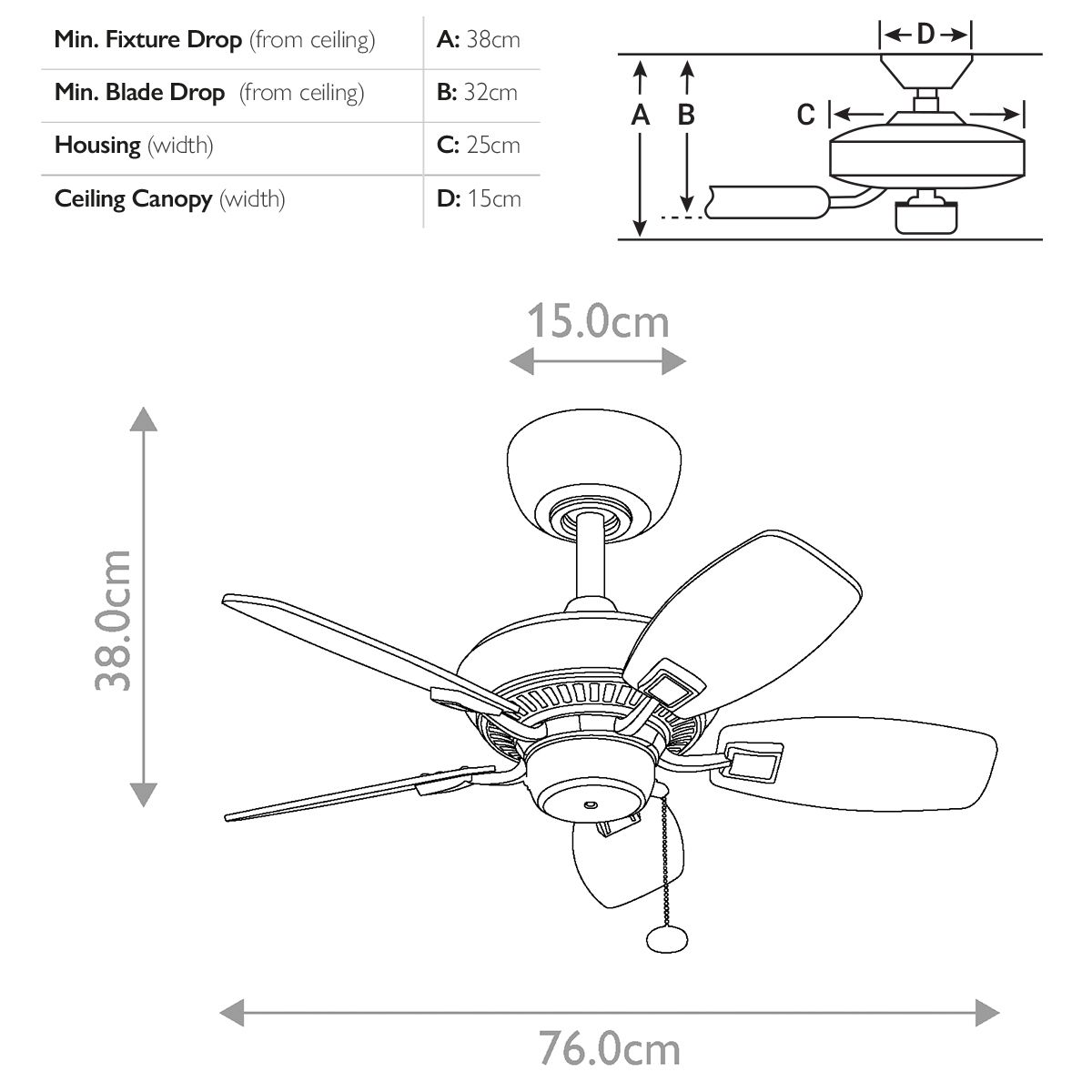 Canfield 30in / 76cm Fan Brushed Nickel
