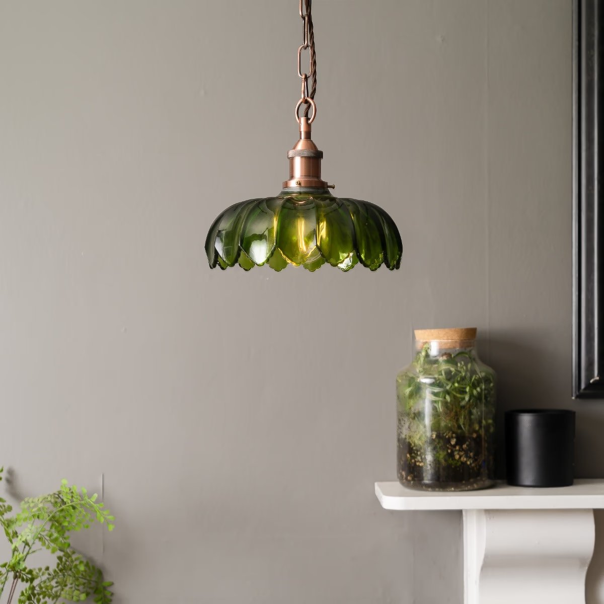 Organic Flora Green Glass Pendant Light