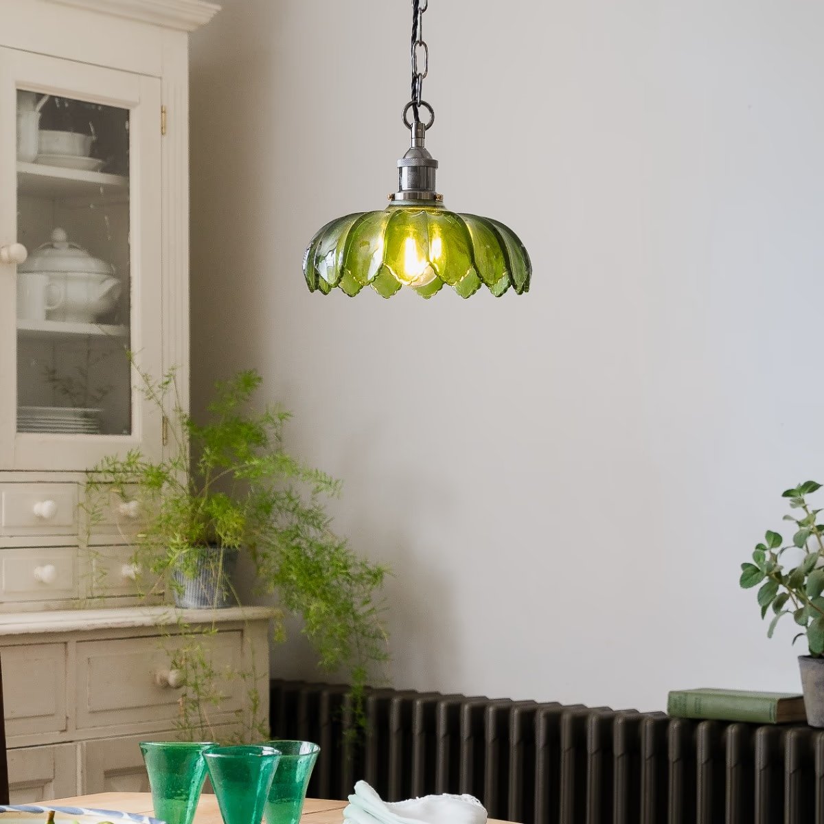 Organic Flora Green Glass Pendant Light