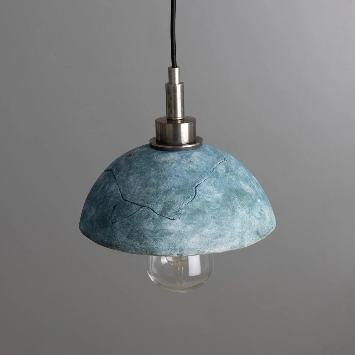 Kingii Ceramic Dome Bathroom Pendant Light 20cm, Blue Earth IP44
