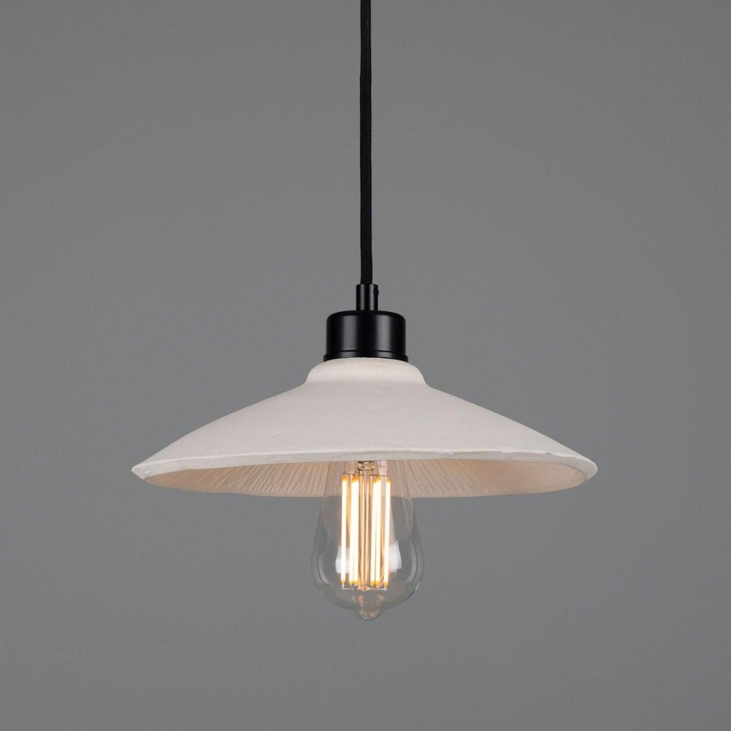 Pyrus Organic Ceramic Pendant Light 28cm, Matte White Striped