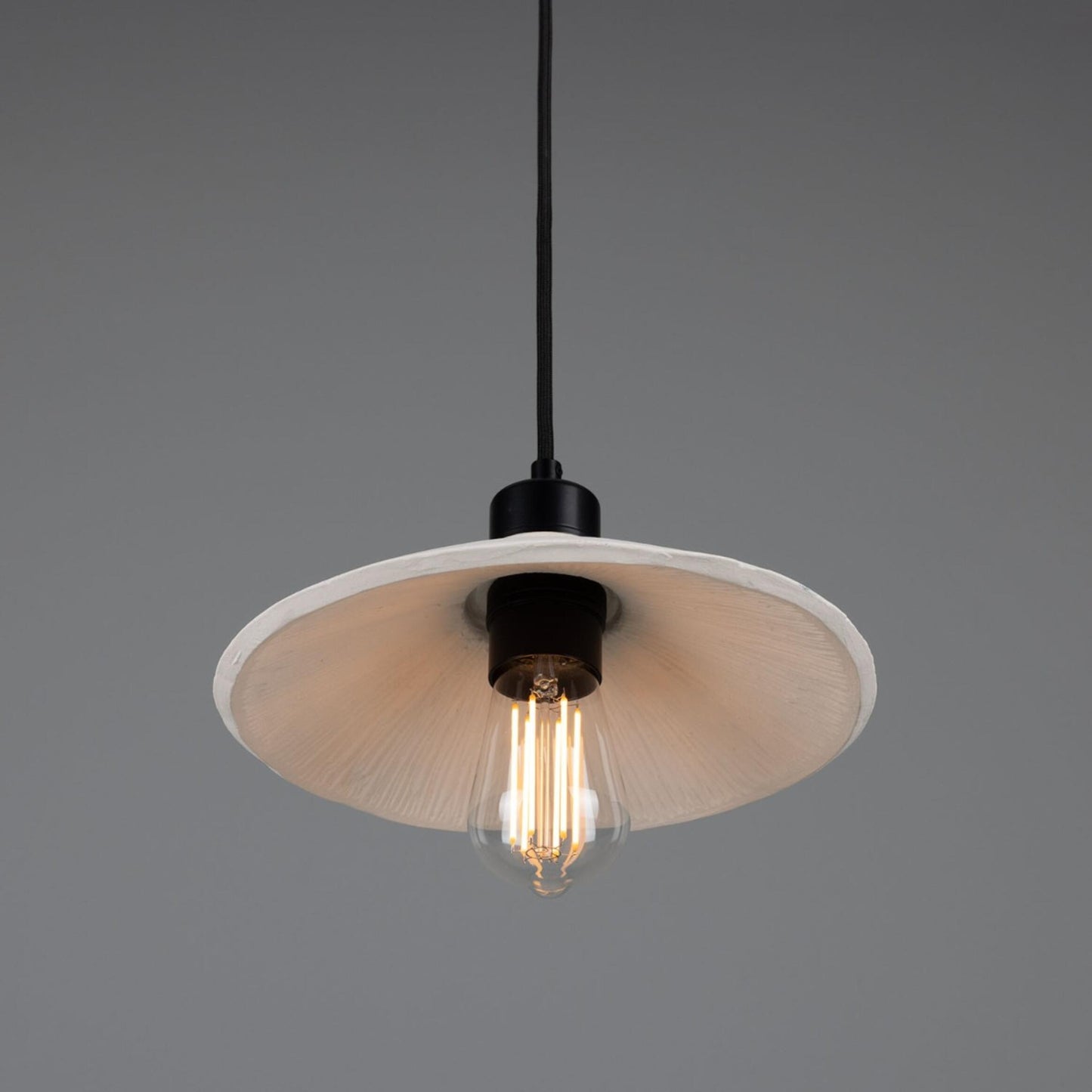 Pyrus Organic Ceramic Pendant Light 28cm, Matte White Striped