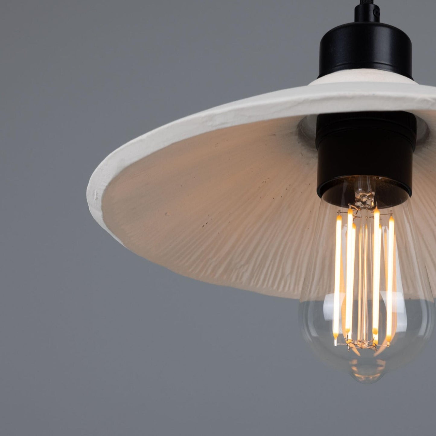 Pyrus Organic Ceramic Pendant Light 28cm, Matte White Striped