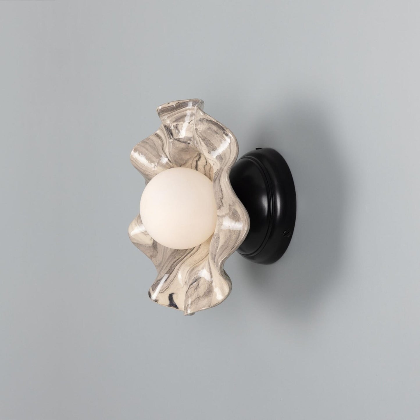 Rivale Wall Light with Wavy Marbled Ceramic Shade, product shot