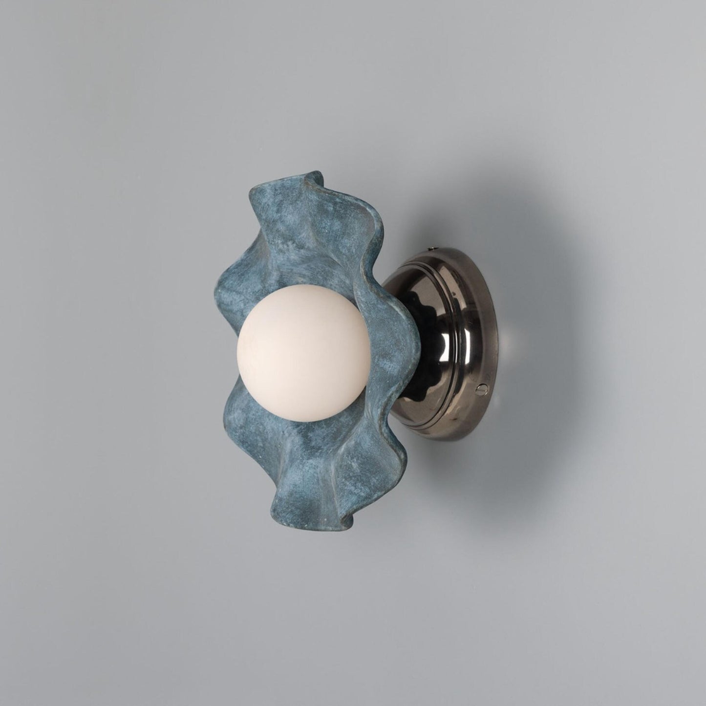 Rivale Wall Light with Wavy Ceramic Shade, Blue Earth, product shot