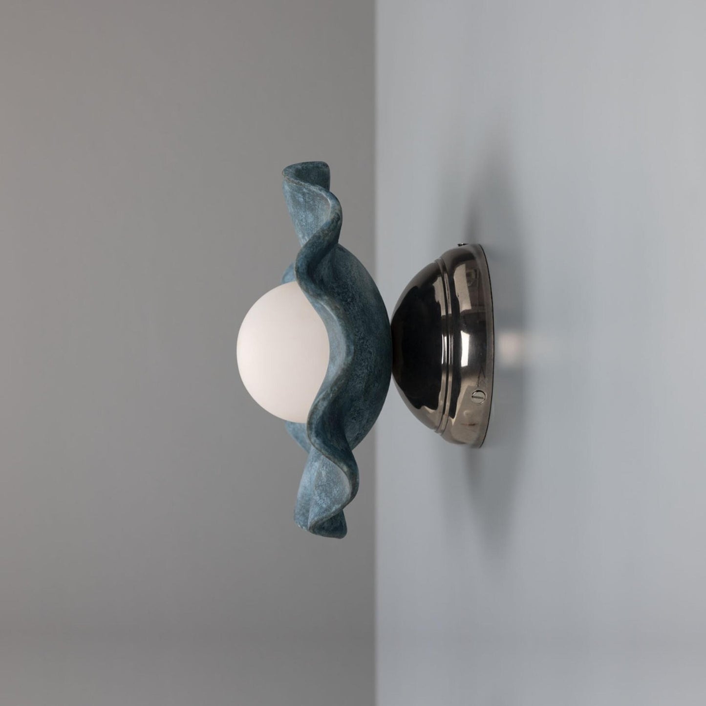 Rivale Wall Light with Wavy Ceramic Shade, Blue Earth, product shot