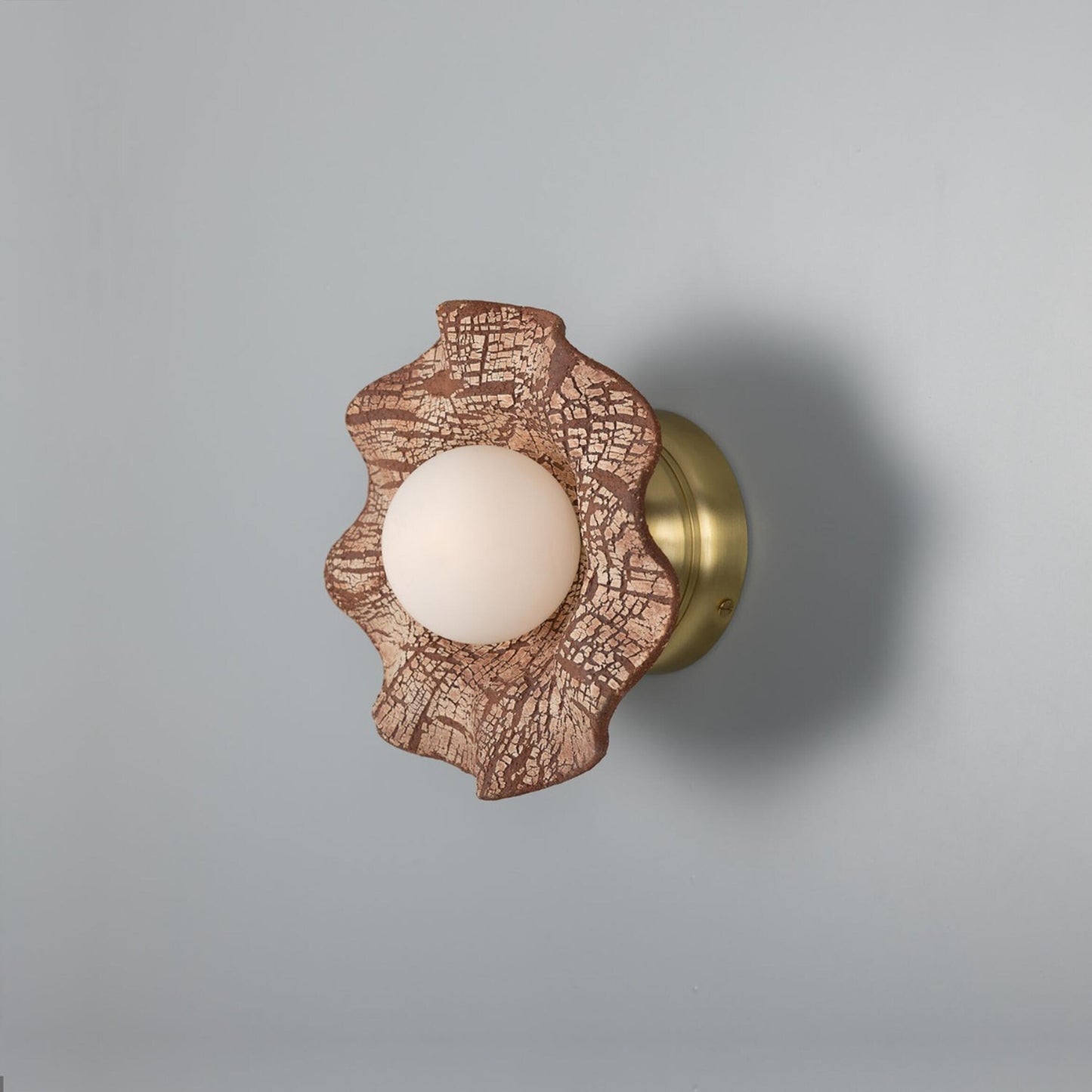 Rivale Wall Light with Wavy Ceramic Shade, Red Iron