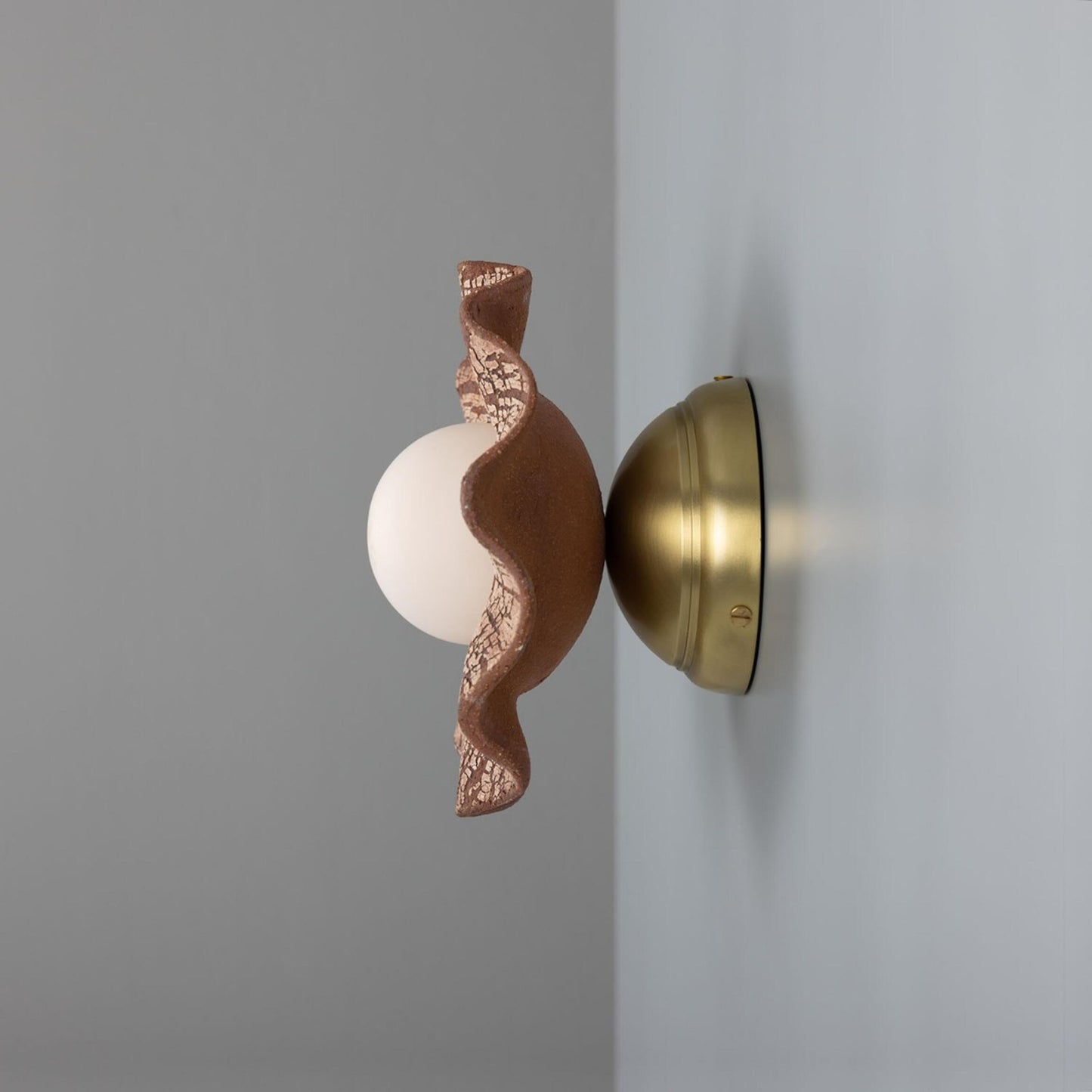 Rivale Wall Light with Wavy Ceramic Shade, Red Iron