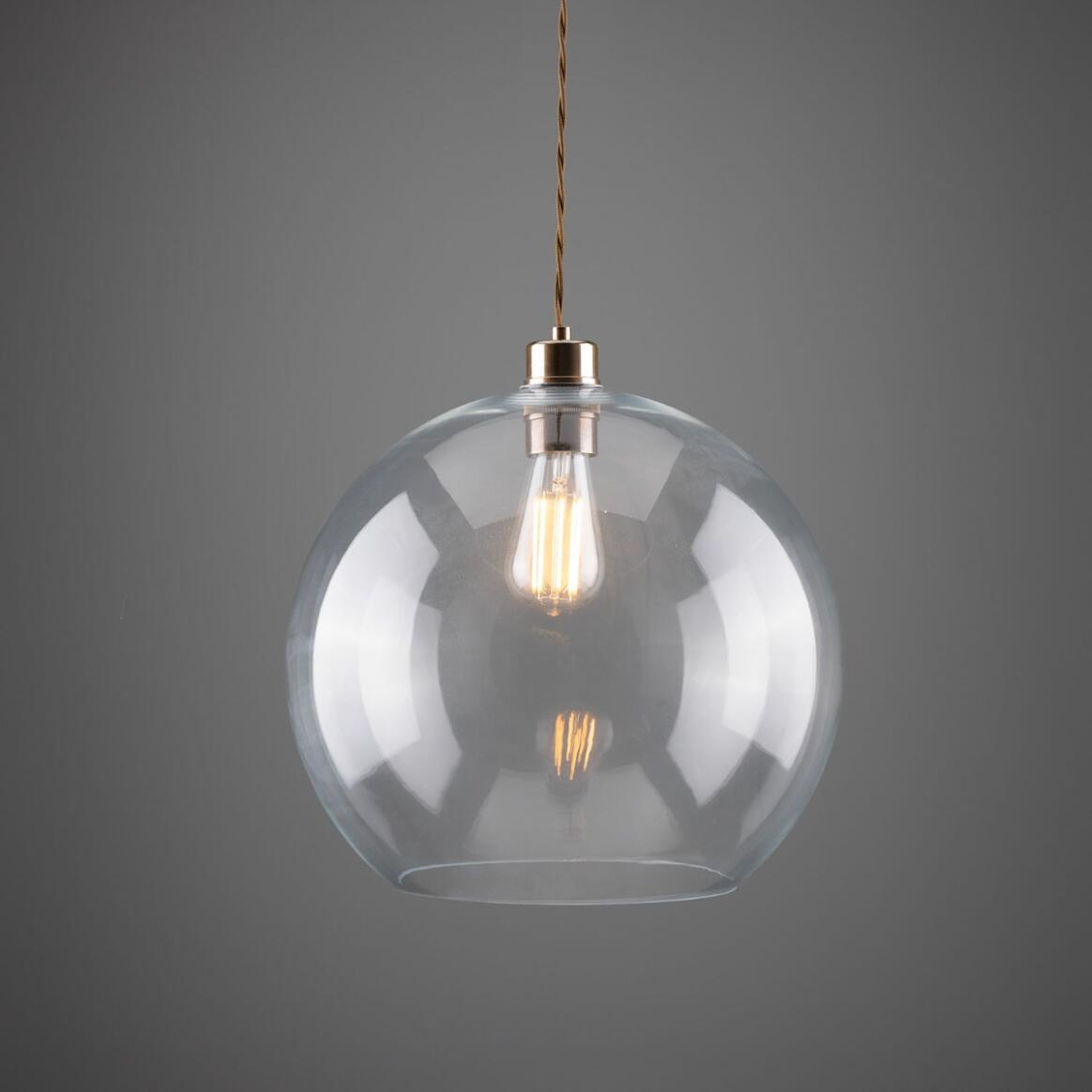 Eden Large Clear Open Glass Globe Pendant Light 35cm