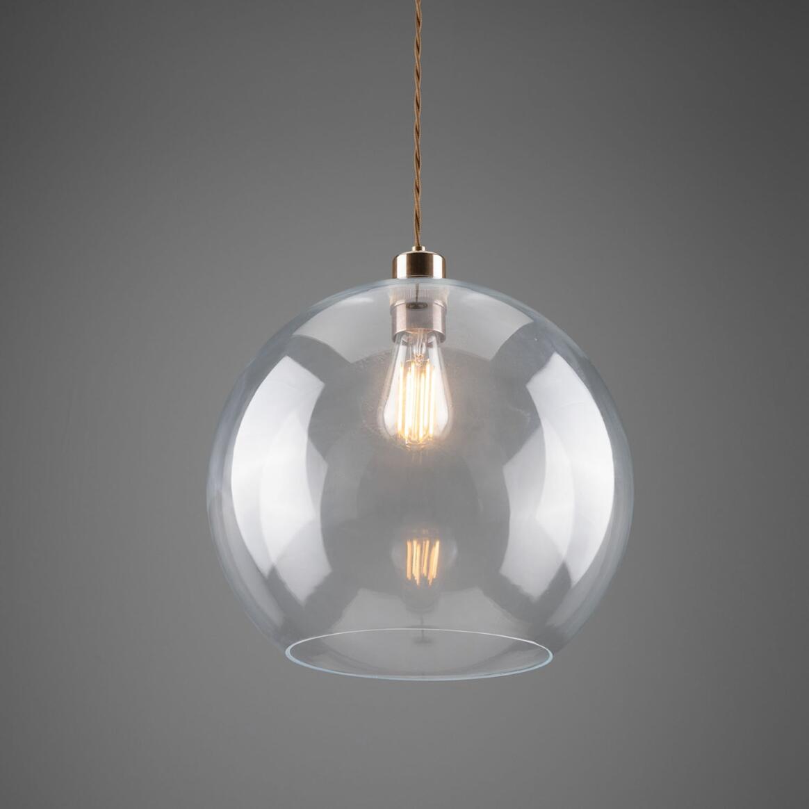 Eden Large Clear Open Glass Globe Pendant Light 35cm