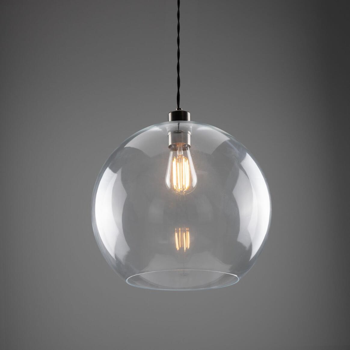Eden Large Clear Open Glass Globe Pendant Light 35cm