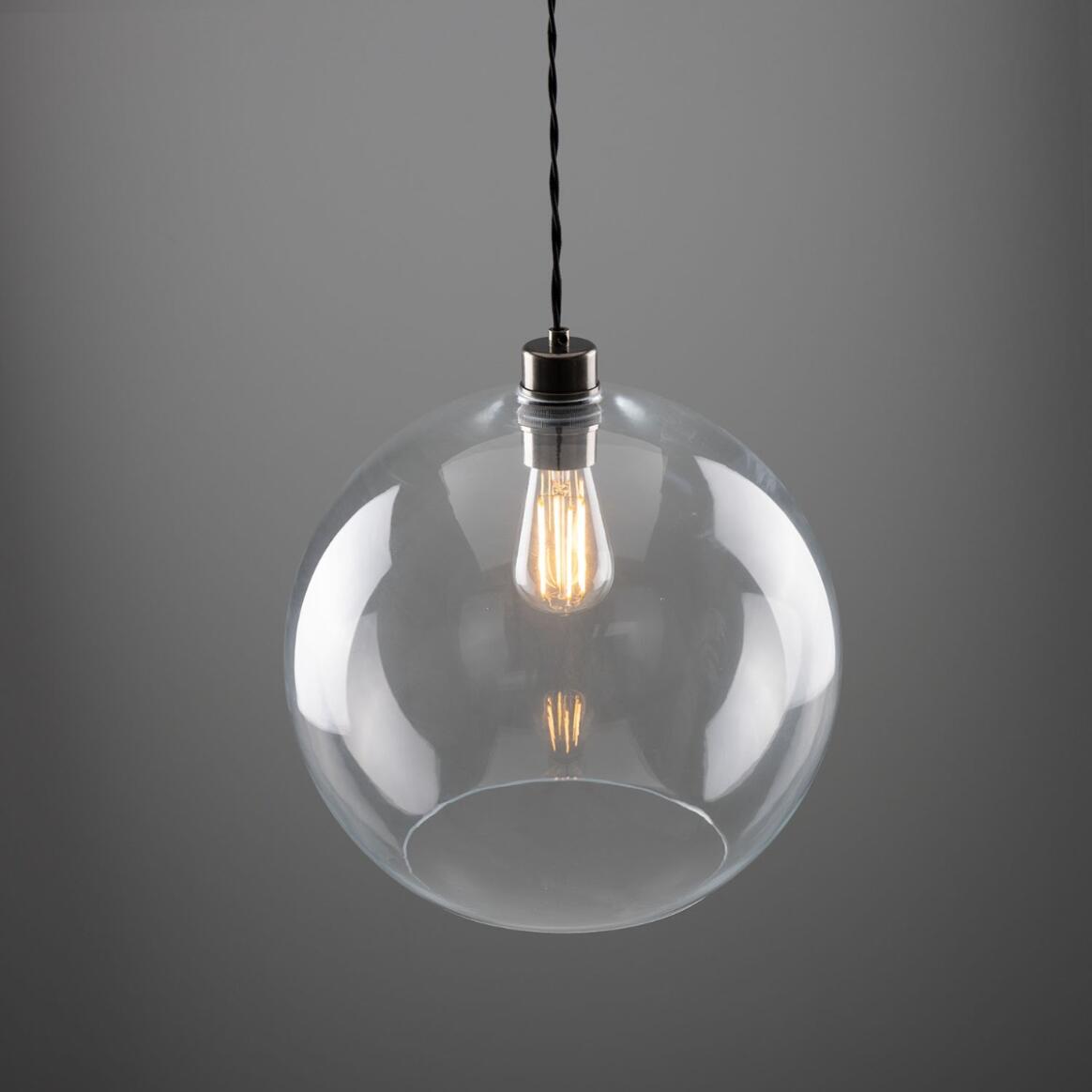 Eden Large Clear Open Glass Globe Pendant Light 35cm