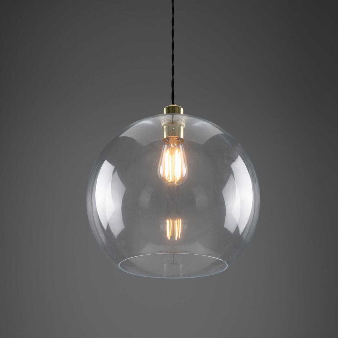 Eden Large Clear Open Glass Globe Pendant Light 35cm
