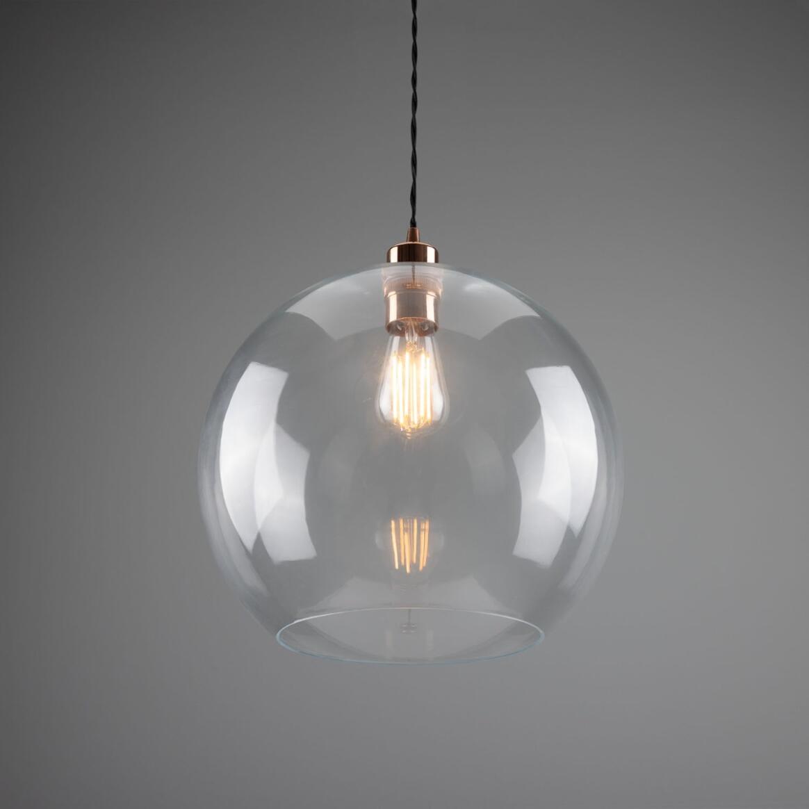 Eden Large Clear Open Glass Globe Pendant Light 35cm