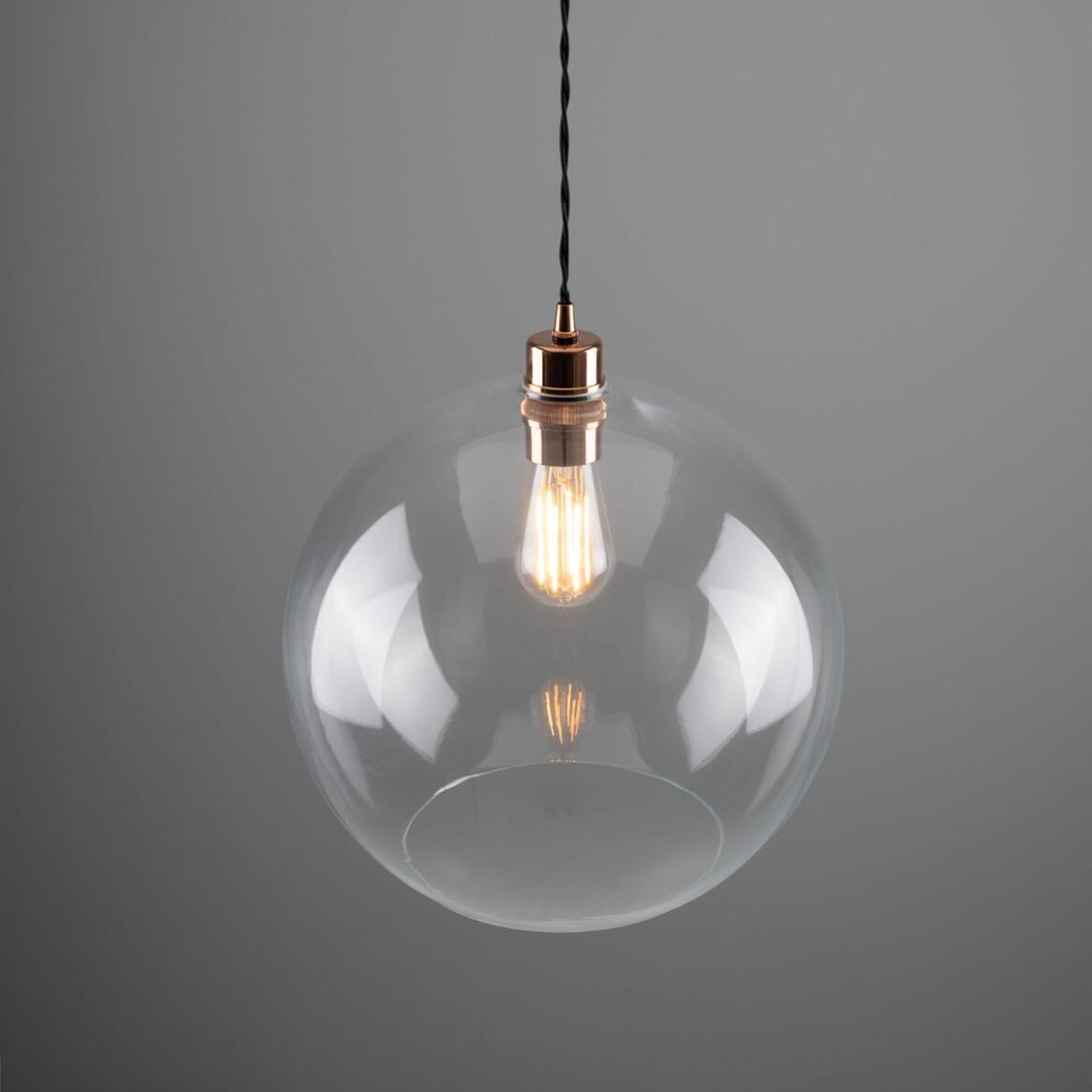 Eden Large Clear Open Glass Globe Pendant Light 35cm