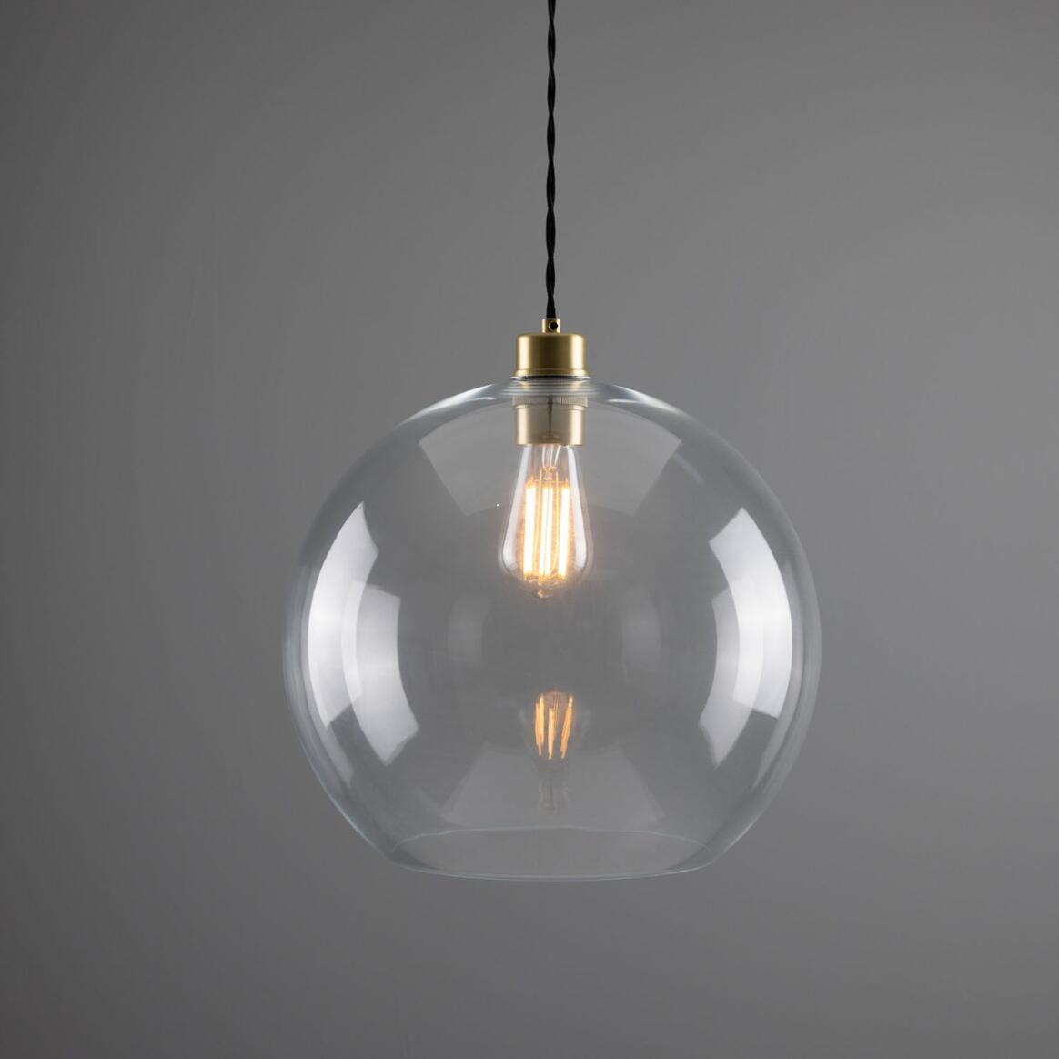 Eden Large Clear Open Glass Globe Pendant Light 35cm