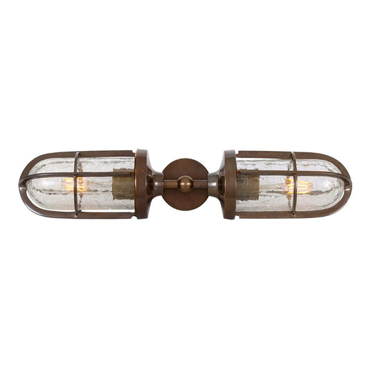 Clayton Double Well Glass Wall Light IP54