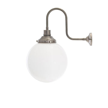 Yerevan Opal Glass Globe Swan Neck Wall Light 25cm