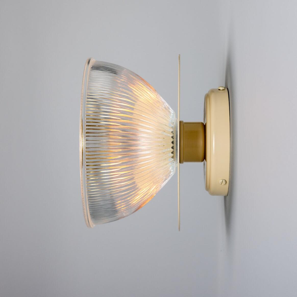 Eclipse Coloured Brass and Prismatic Glass Dish Wall Light