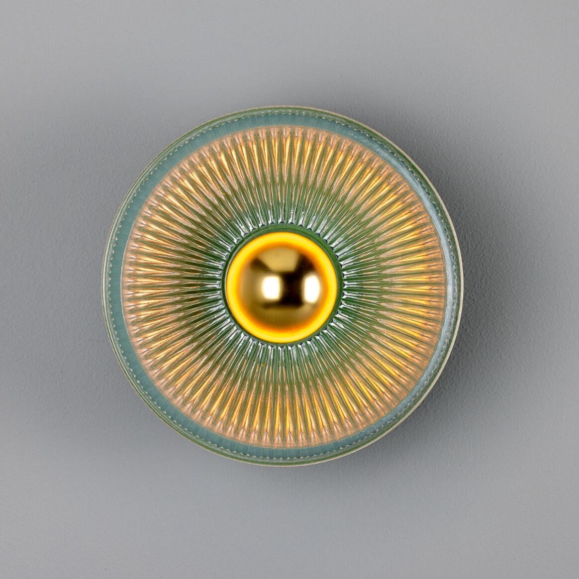 Eclipse Coloured Brass and Prismatic Glass Dish Wall Light