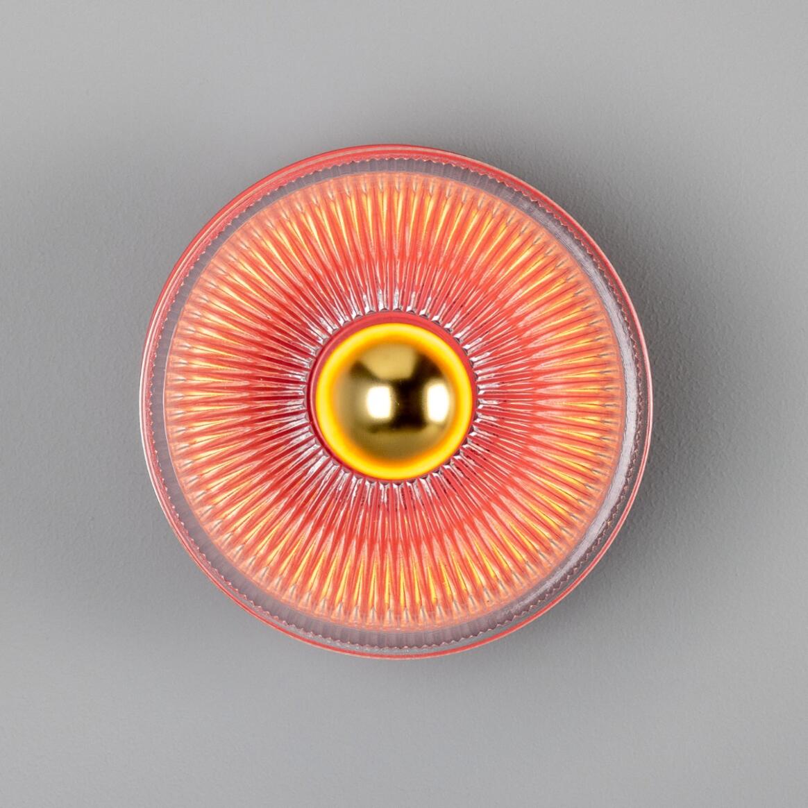 Eclipse Coloured Brass and Prismatic Glass Dish Wall Light