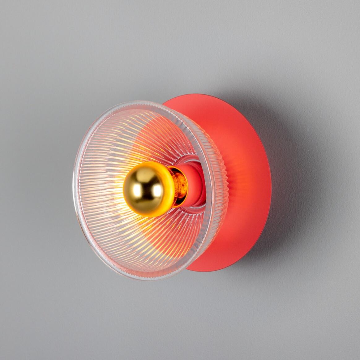 Eclipse Coloured Brass and Prismatic Glass Dish Wall Light