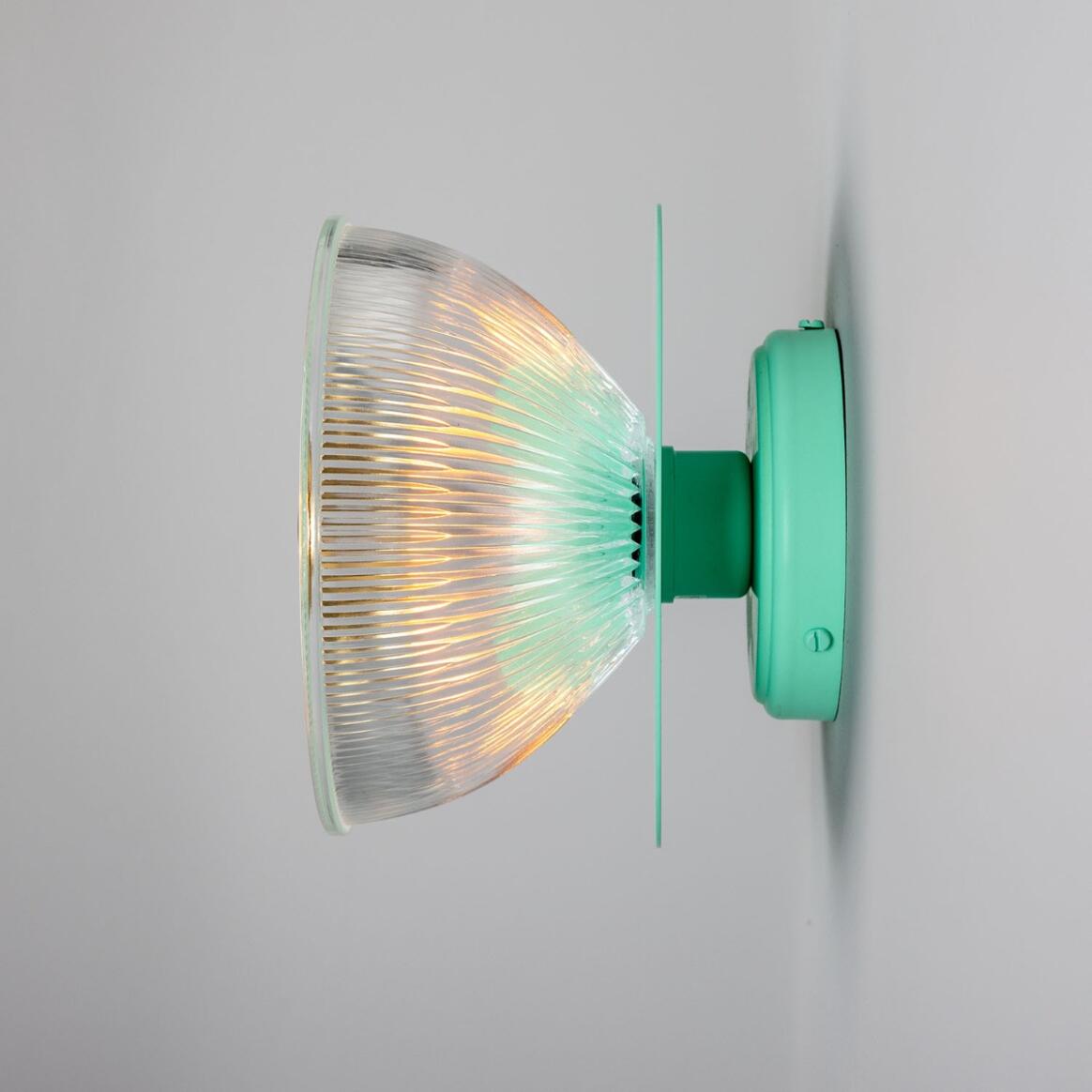 Eclipse Coloured Brass and Prismatic Glass Dish Wall Light