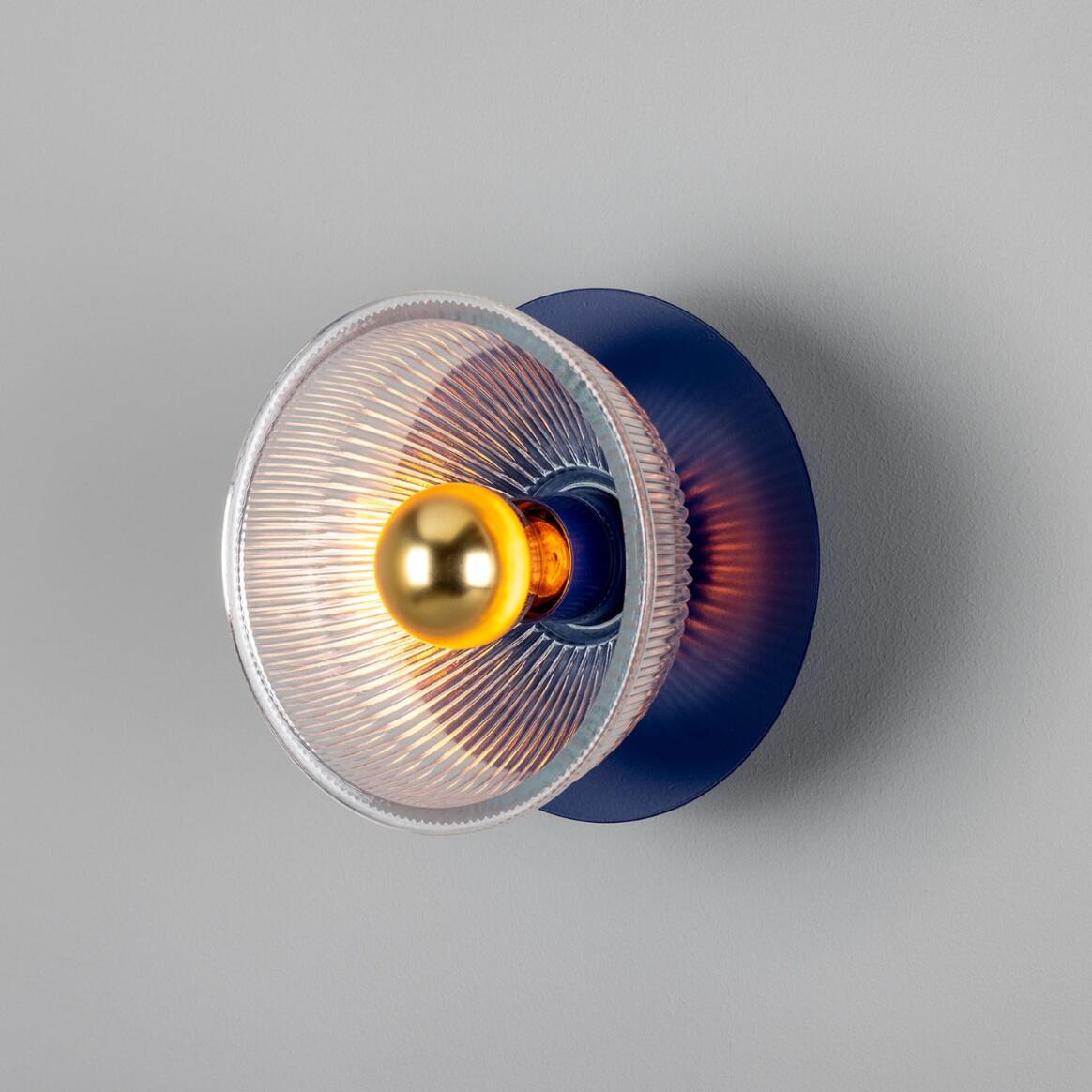 Eclipse Coloured Brass and Prismatic Glass Dish Wall Light