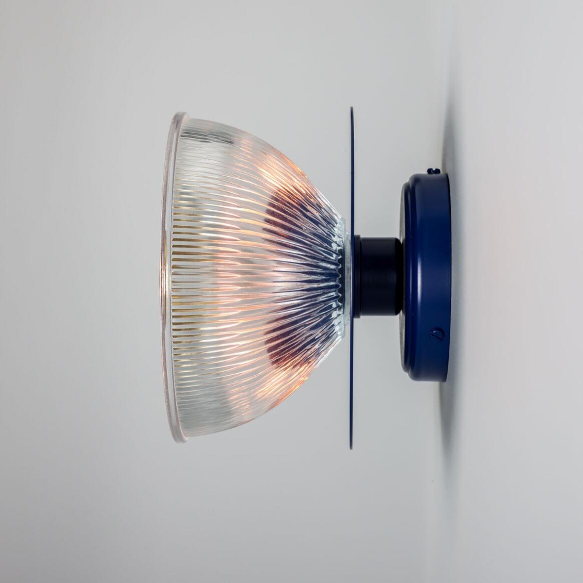 Eclipse Coloured Brass and Prismatic Glass Dish Wall Light