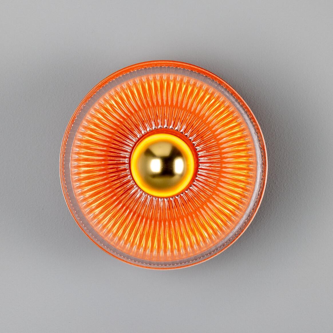 Eclipse Coloured Brass and Prismatic Glass Dish Wall Light