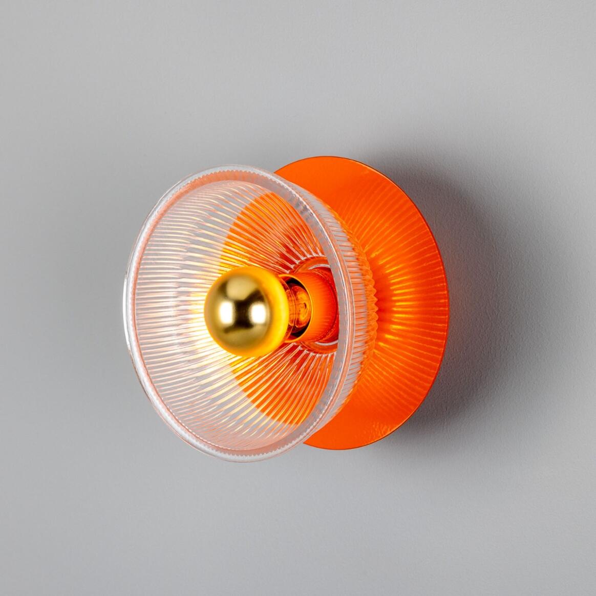 Eclipse Coloured Brass and Prismatic Glass Dish Wall Light