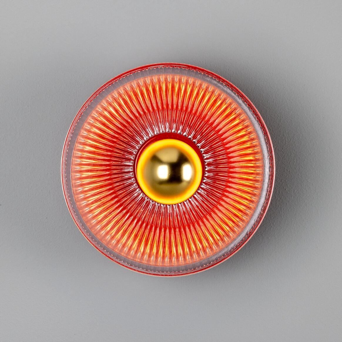 Eclipse Coloured Brass and Prismatic Glass Dish Wall Light