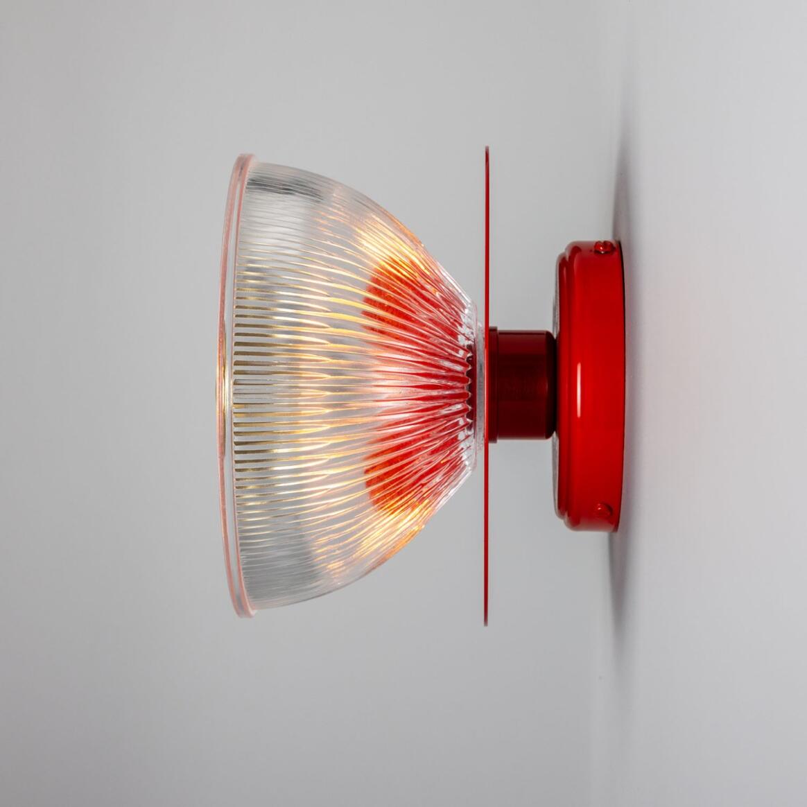 Eclipse Coloured Brass and Prismatic Glass Dish Wall Light