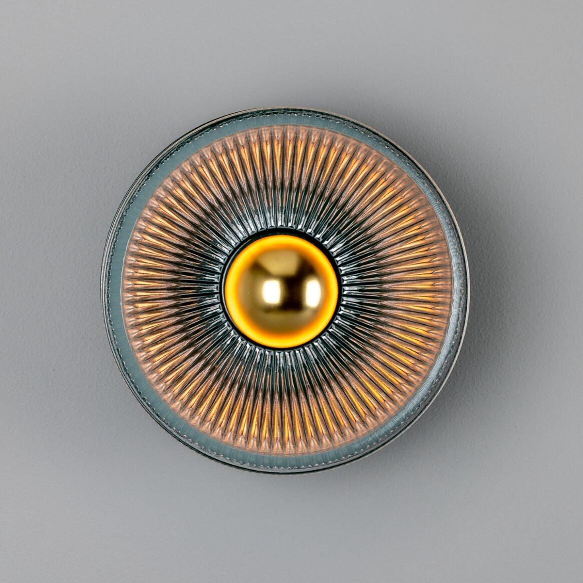 Eclipse Coloured Brass and Prismatic Glass Dish Wall Light