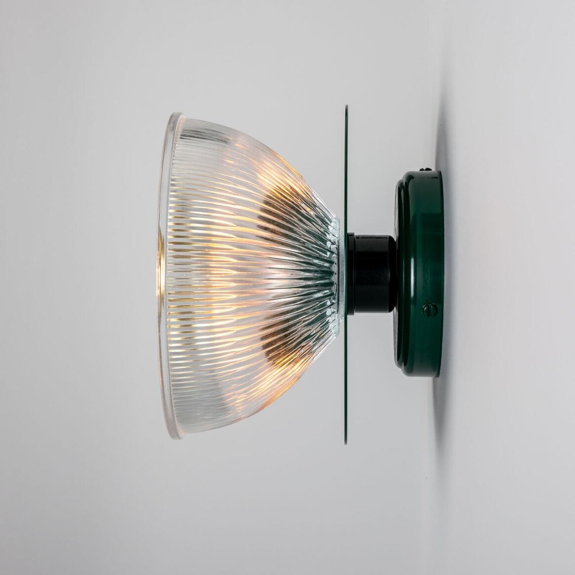 Eclipse Coloured Brass and Prismatic Glass Dish Wall Light