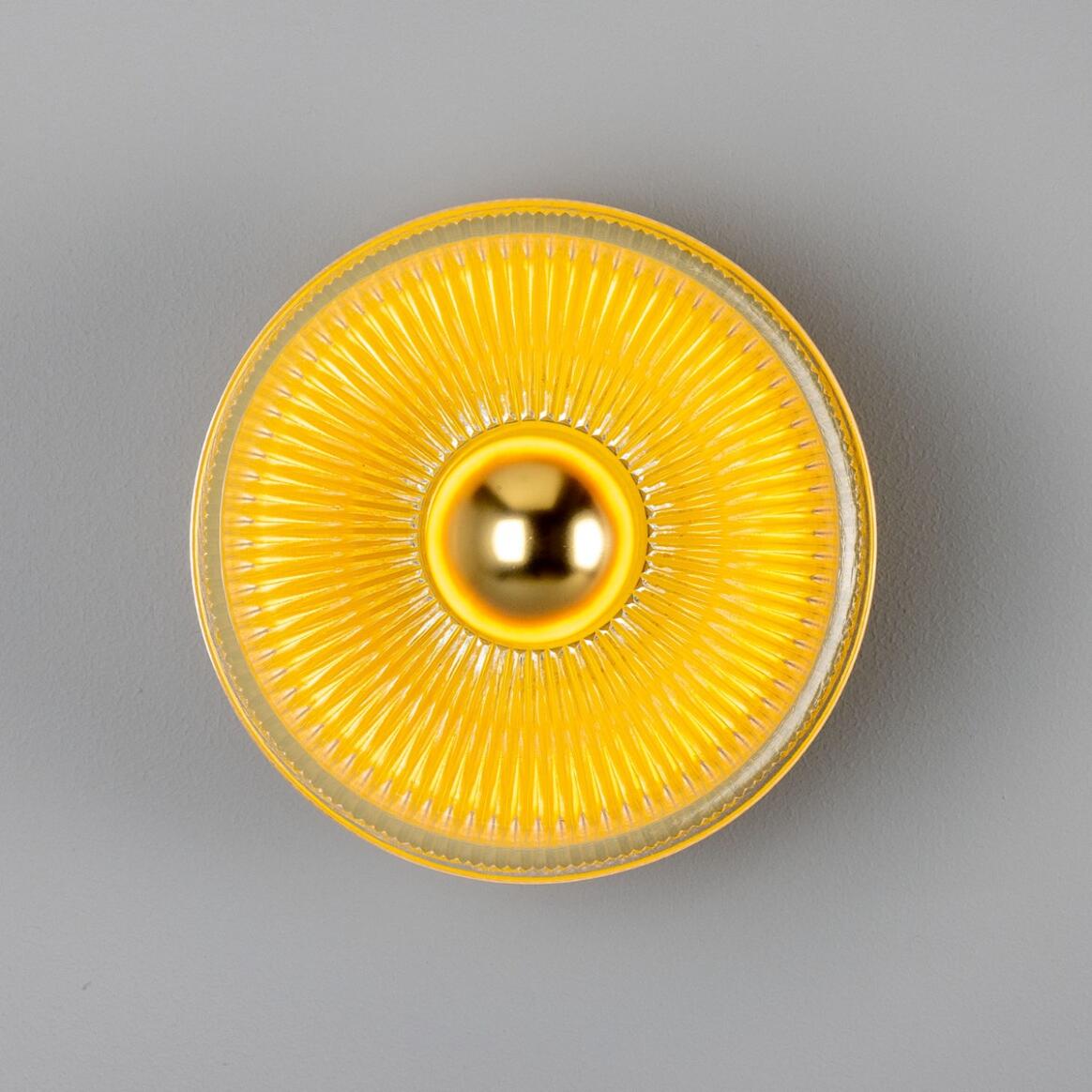 Eclipse Coloured Brass and Prismatic Glass Dish Wall Light
