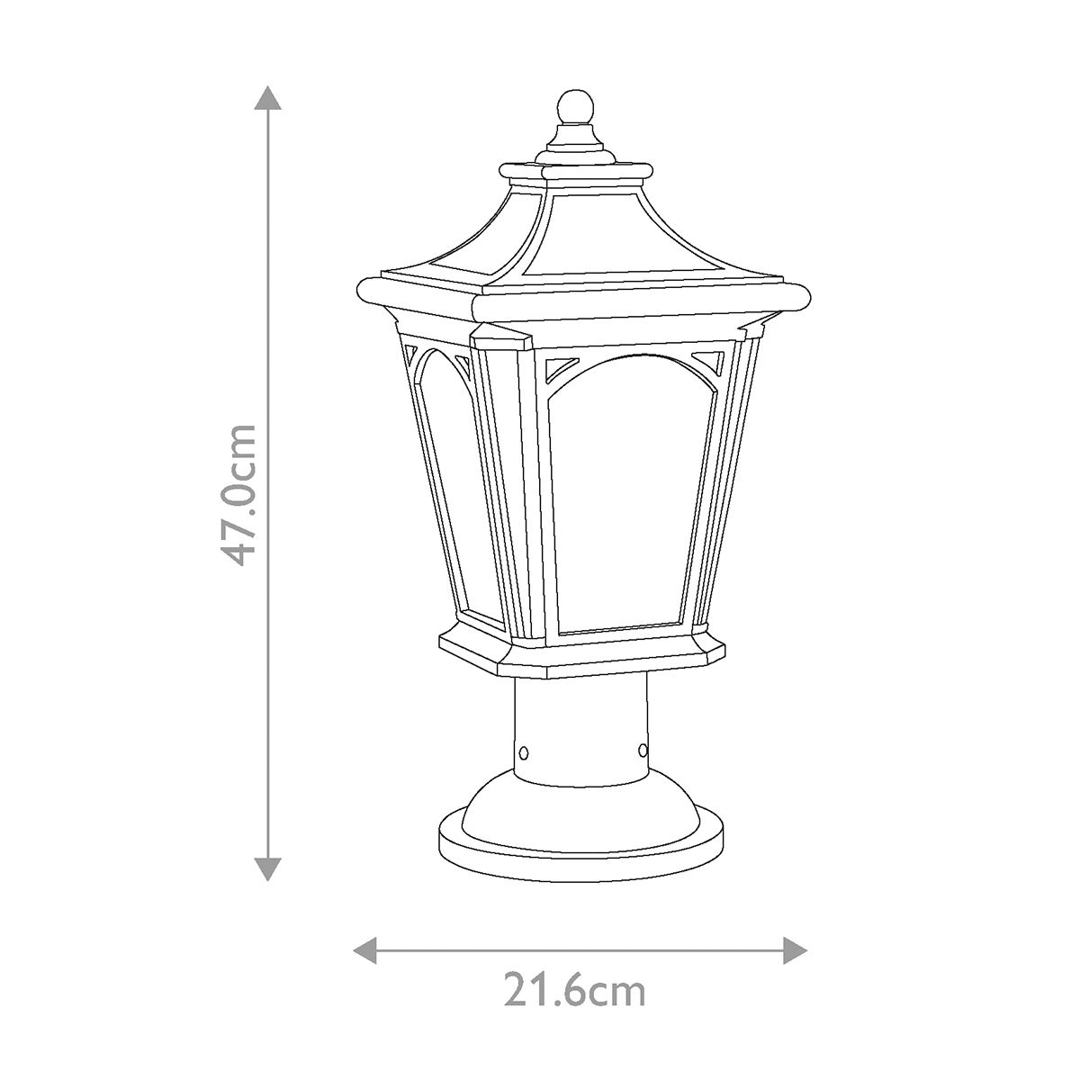 Bedford Light Medium Pedestal Lantern in Mystic Black
