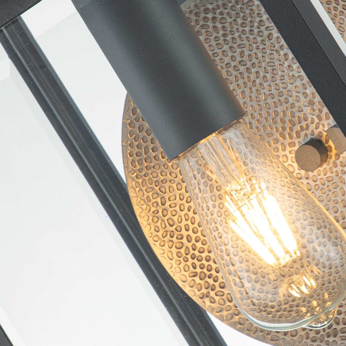 Byron Light Large Wall Lantern in Graphite with Pewter Reflector