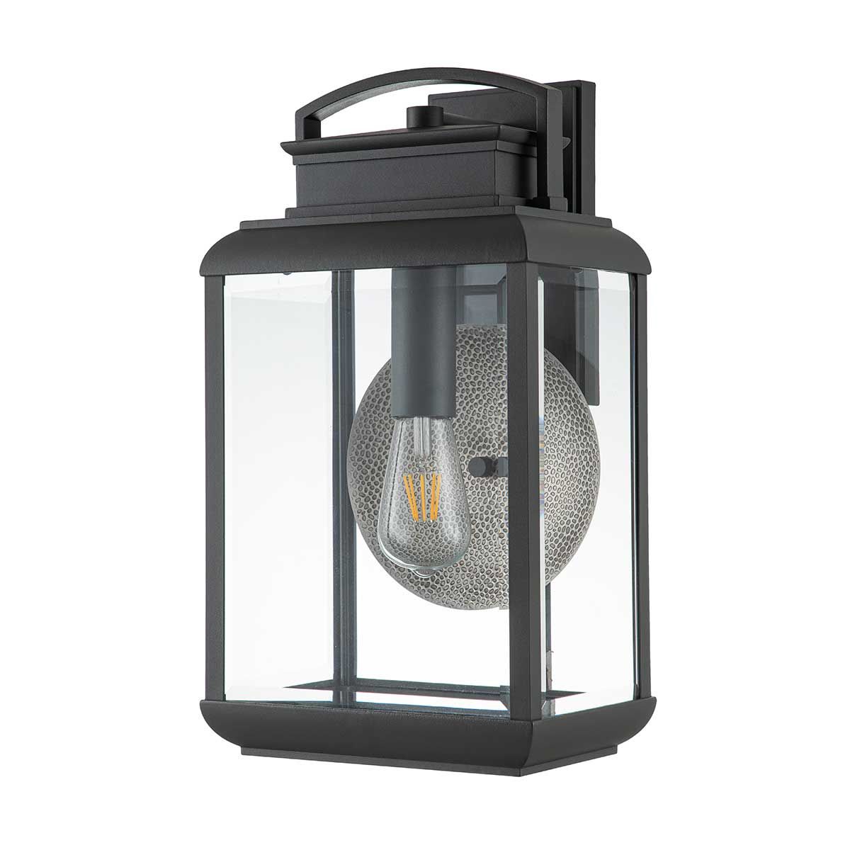 Byron Light Large Wall Lantern in Graphite with Pewter Reflector