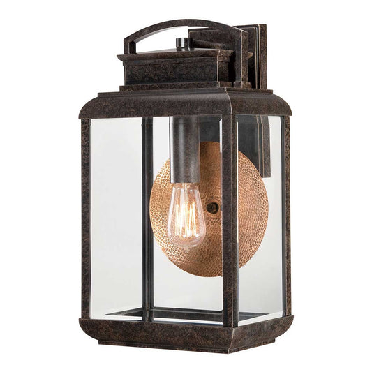 Byron Light Large Wall Lantern in Imperial Bronze with Copper Reflector