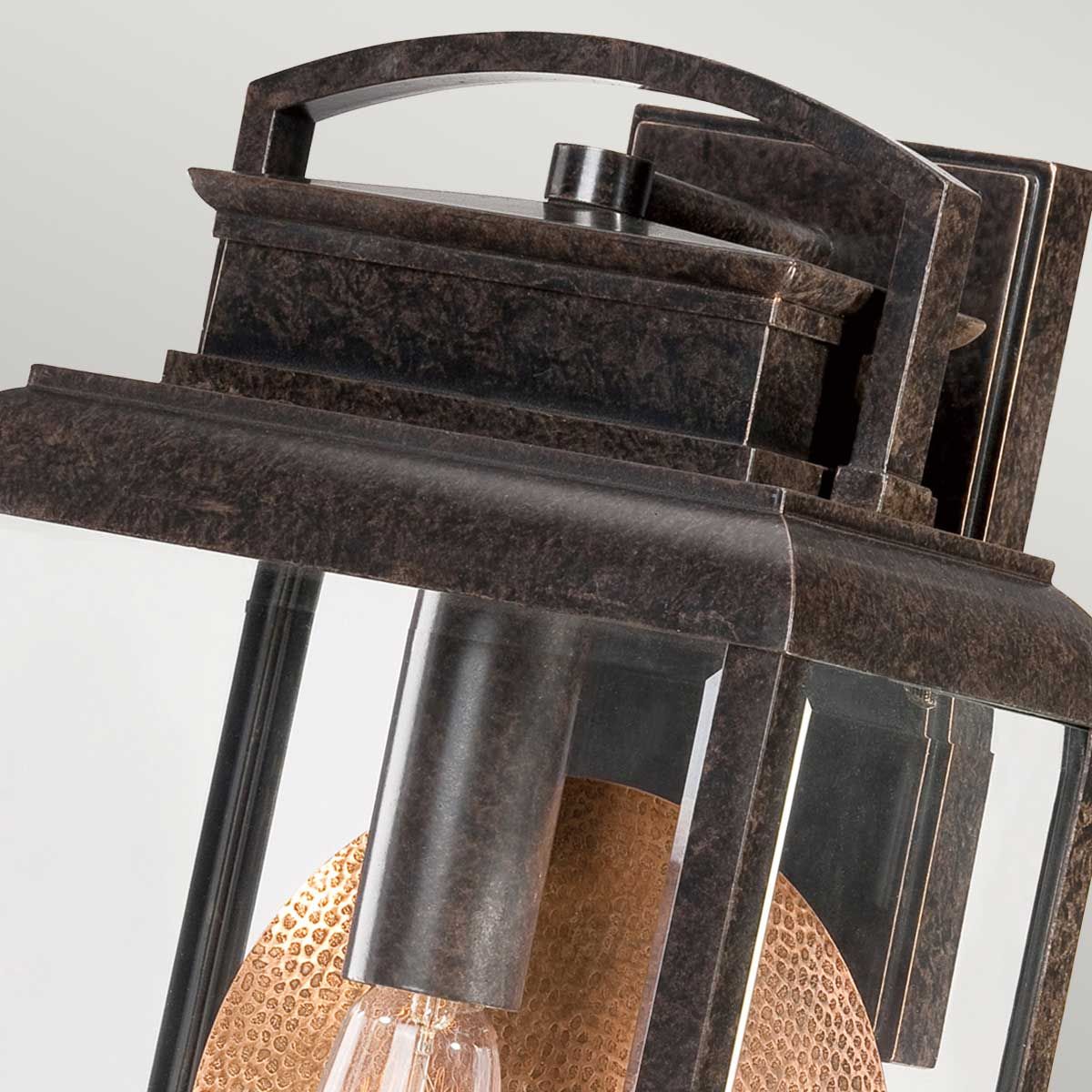 Byron Light Large Wall Lantern in Imperial Bronze with Copper Reflector