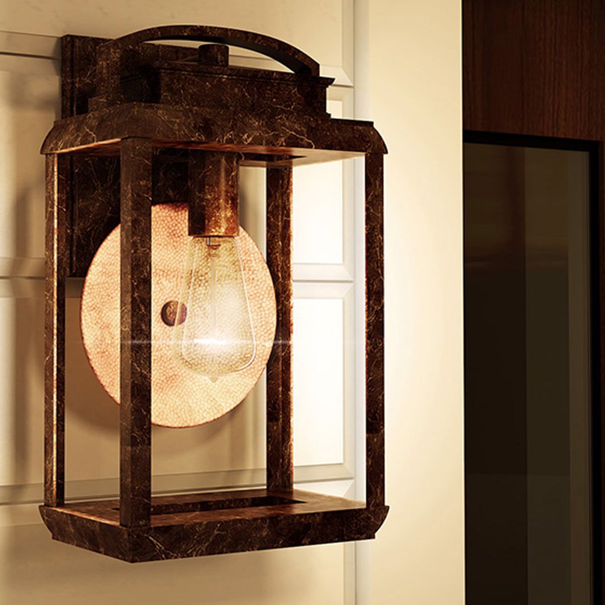 Byron Light Medium Wall Lantern in Imperial Bronze with Copper Reflector