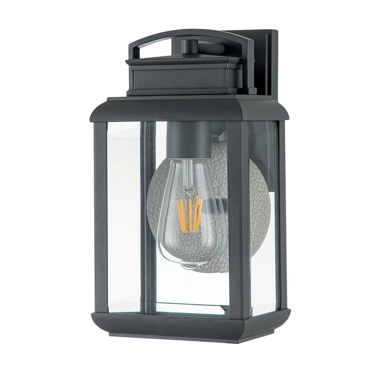 Byron Light Small Wall Lantern in Graphite with Pewter Reflector