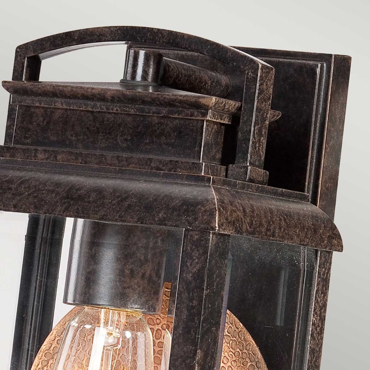 Byron Light Small Wall Lantern in Imperial Bronze with Copper Reflector