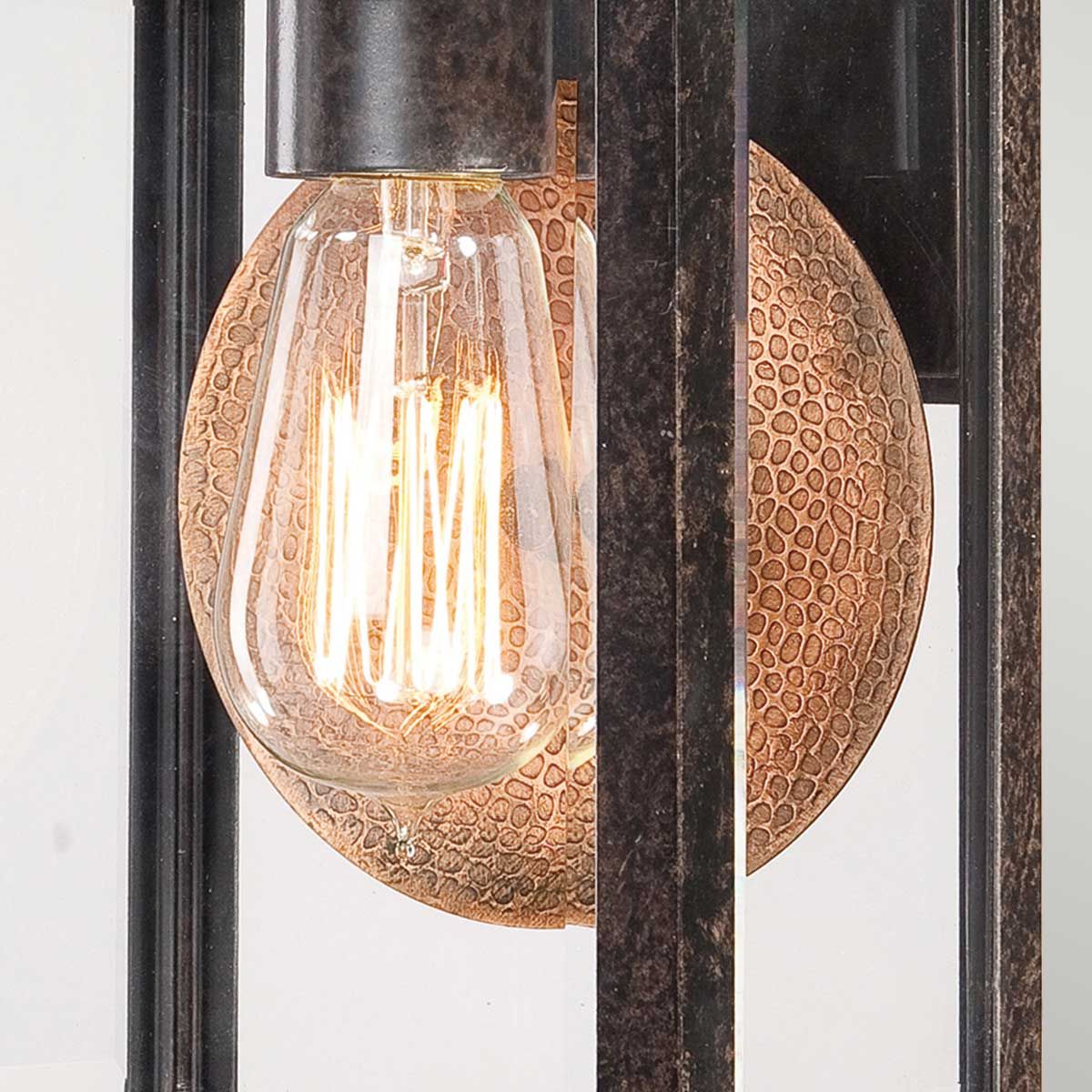 Byron Light Small Wall Lantern in Imperial Bronze with Copper Reflector
