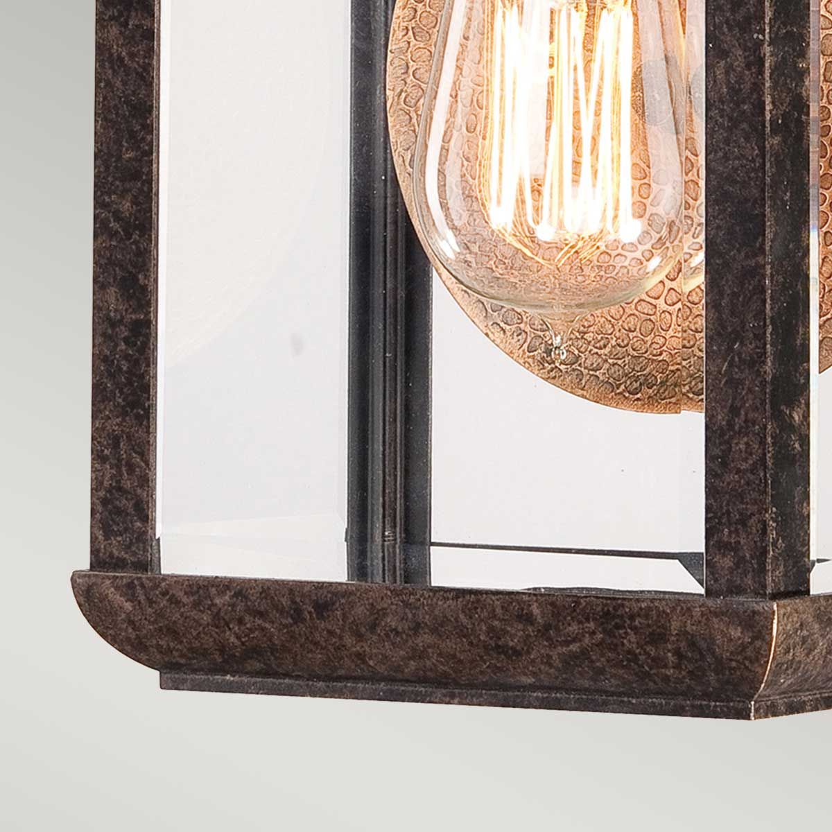 Byron Light Small Wall Lantern in Imperial Bronze with Copper Reflector